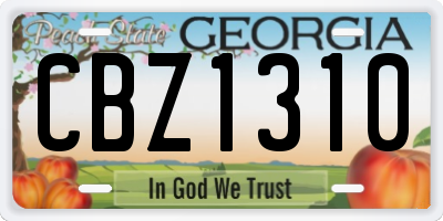GA license plate CBZ1310