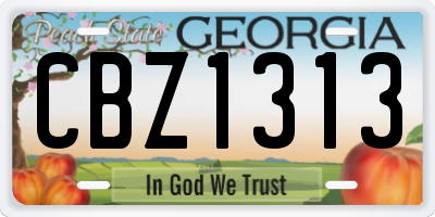 GA license plate CBZ1313
