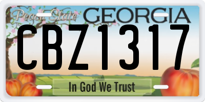 GA license plate CBZ1317