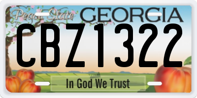 GA license plate CBZ1322