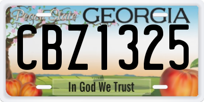 GA license plate CBZ1325