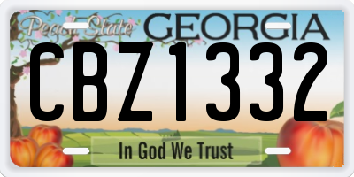 GA license plate CBZ1332