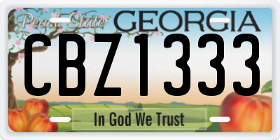 GA license plate CBZ1333