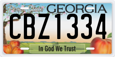 GA license plate CBZ1334