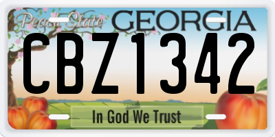 GA license plate CBZ1342