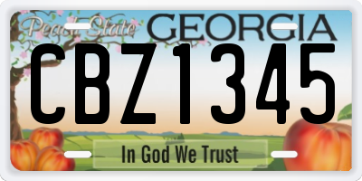 GA license plate CBZ1345