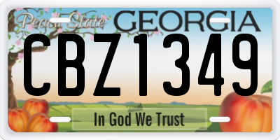 GA license plate CBZ1349