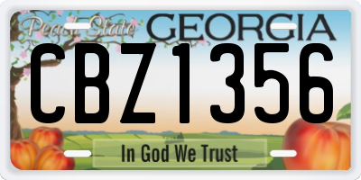 GA license plate CBZ1356