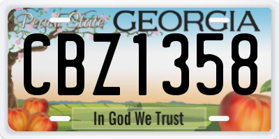GA license plate CBZ1358