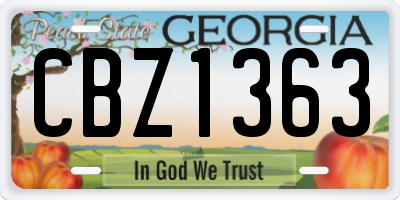 GA license plate CBZ1363