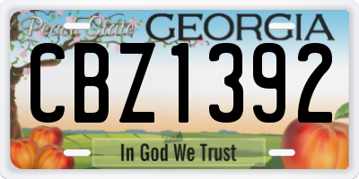 GA license plate CBZ1392