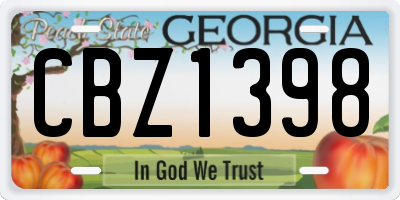GA license plate CBZ1398