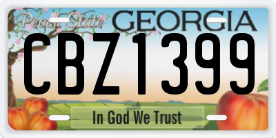 GA license plate CBZ1399