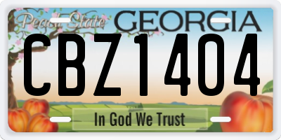 GA license plate CBZ1404