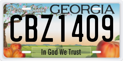 GA license plate CBZ1409