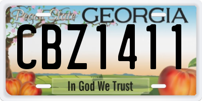 GA license plate CBZ1411