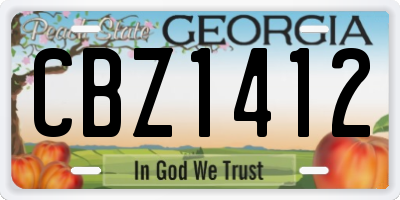 GA license plate CBZ1412