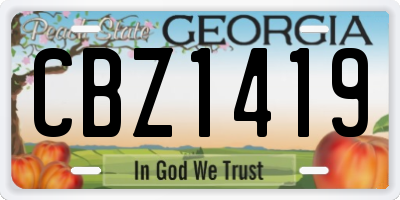 GA license plate CBZ1419