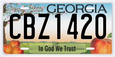 GA license plate CBZ1420