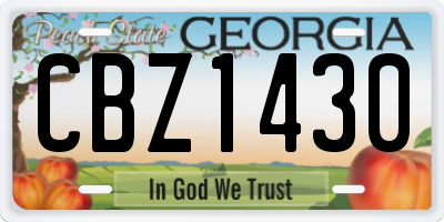 GA license plate CBZ1430