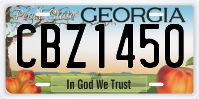 GA license plate CBZ1450