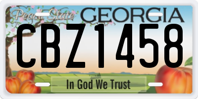 GA license plate CBZ1458