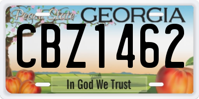 GA license plate CBZ1462
