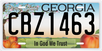 GA license plate CBZ1463