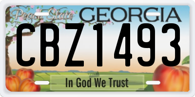 GA license plate CBZ1493