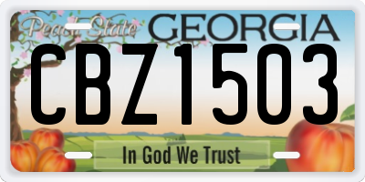 GA license plate CBZ1503