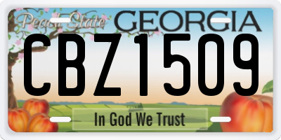 GA license plate CBZ1509