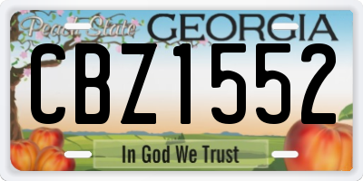 GA license plate CBZ1552