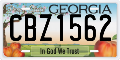 GA license plate CBZ1562