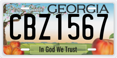 GA license plate CBZ1567