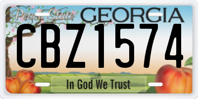 GA license plate CBZ1574