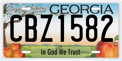 GA license plate CBZ1582