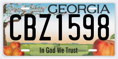 GA license plate CBZ1598
