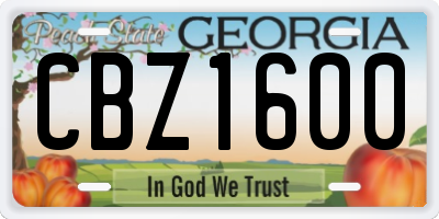 GA license plate CBZ1600