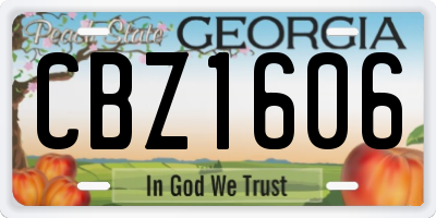 GA license plate CBZ1606