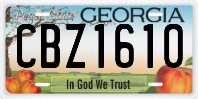 GA license plate CBZ1610