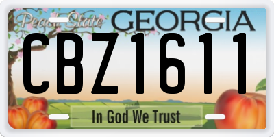 GA license plate CBZ1611