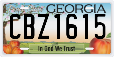 GA license plate CBZ1615