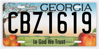 GA license plate CBZ1619