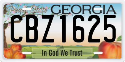 GA license plate CBZ1625