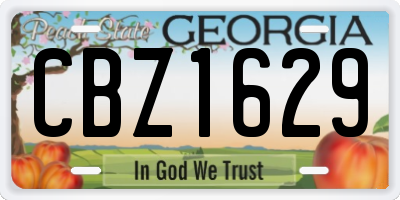 GA license plate CBZ1629