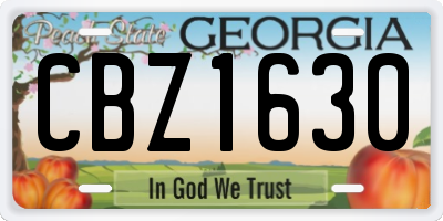 GA license plate CBZ1630
