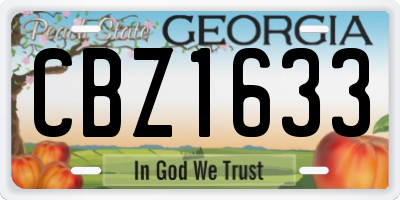 GA license plate CBZ1633