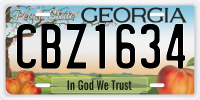 GA license plate CBZ1634