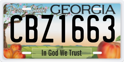 GA license plate CBZ1663