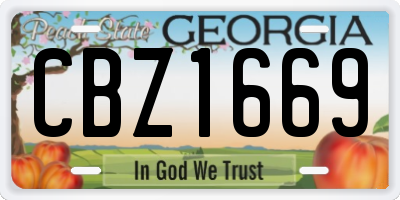 GA license plate CBZ1669